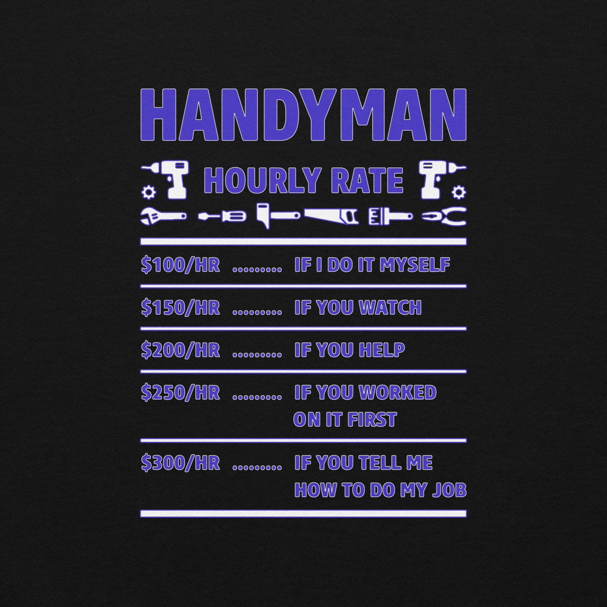 Handy Man Hourly Rate Hoodie