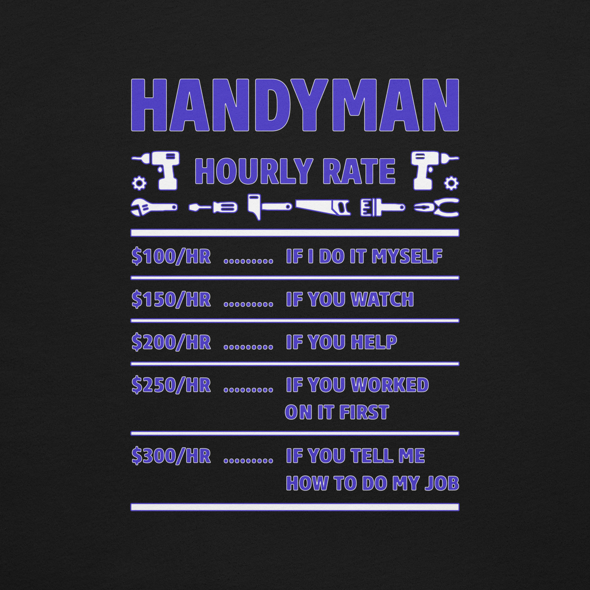 Handyman Hourly Rate T-Shirt